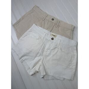 NWOT L’AGENCE Shorts - Tan & White Mid Rise Denim Raw Hem Cut Off - Bundle Sz 25